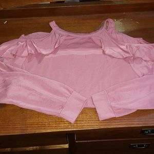 Pink cold shoulder sweater.